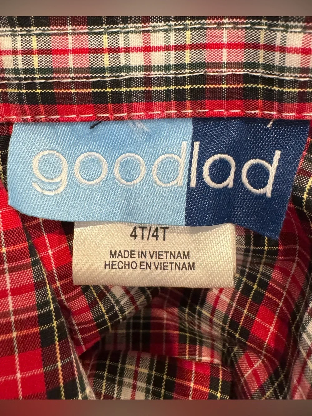 Goodlad Boys 4T Christmas Outfit Shirt Sweater Vest Train Plaid Holiday 2 Piece